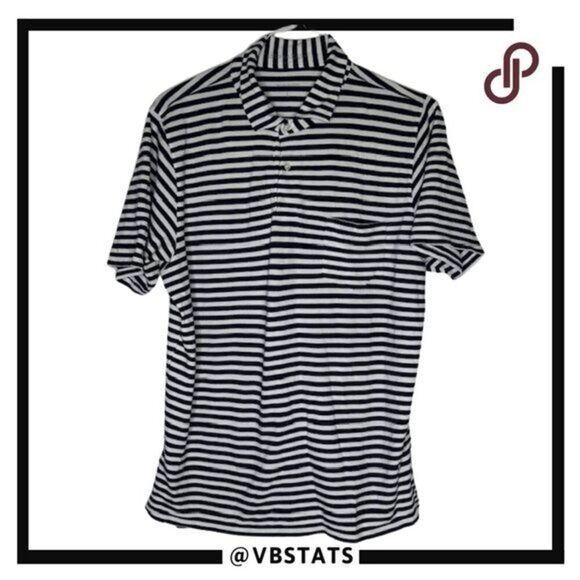 B. Draddy Men's Striped Pique Pima Cotton Blend Golf Polo Shirt Blue White Large - Picture 1 of 6